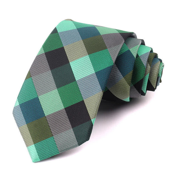 Cravatta stretta a quadri moderna casual da uomo - Verde - Cravatta - image 30