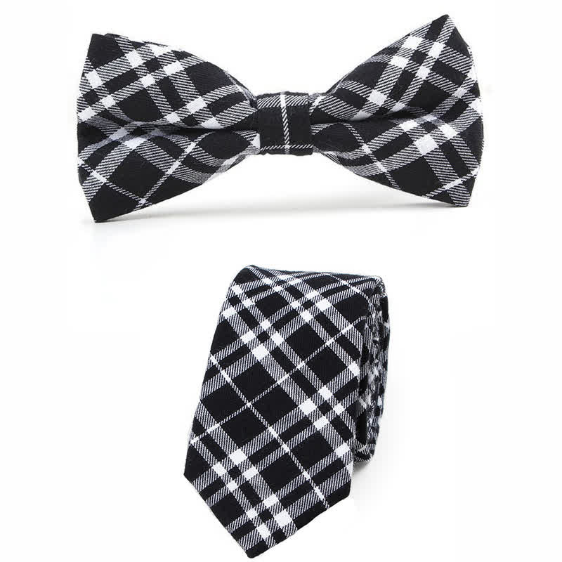 Cravatta a farfalla con motivo scozzese alla moda da uomo - Stile n. 6 - 2 pezzi - image 29