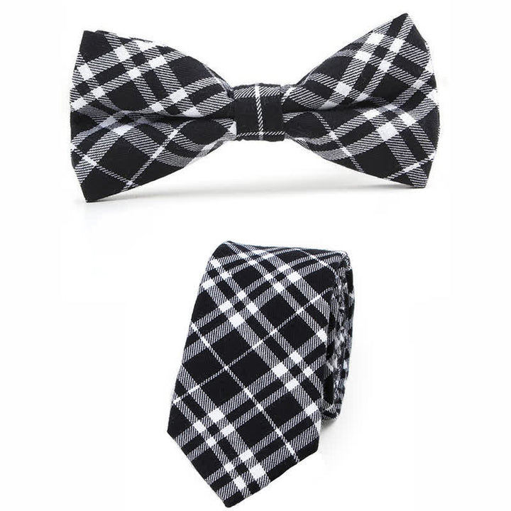 Cravatta a farfalla con motivo scozzese alla moda da uomo - Stile n. 6 - 2 pezzi - image 29