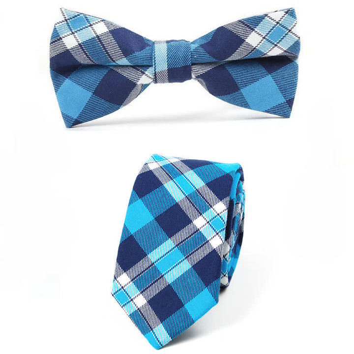 Cravatta a farfalla con motivo scozzese alla moda da uomo - Stile n. 14 - 2 pezzi - image 53