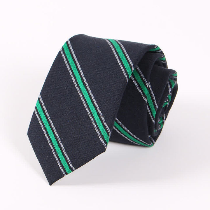 Cravatta da uomo in cotone sottile con motivo a quadri a righe fresche - Strisce nere - image 16