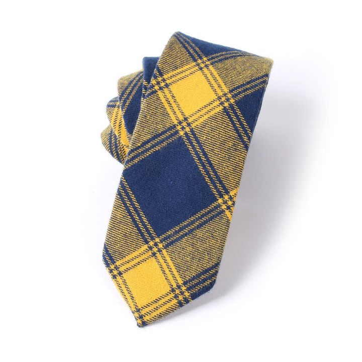 Cravatta in cotone scozzese per abito da uomo, accessorio formale - Giallo - image 7