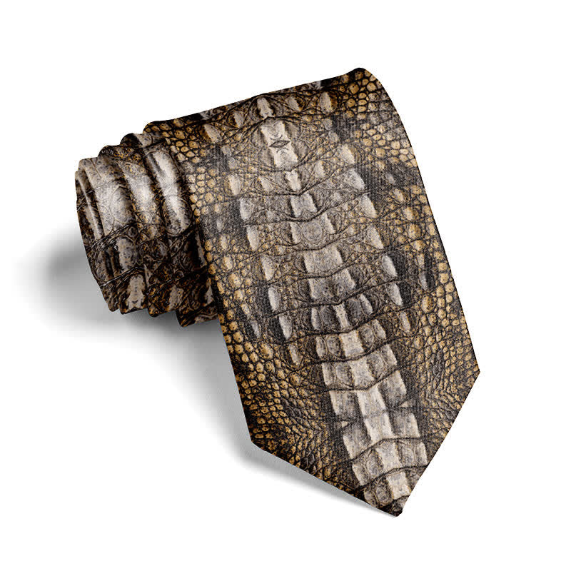 Cravatta da uomo divertente ed elegante con stampa di pelle di animale - Coccodrillo - image 0