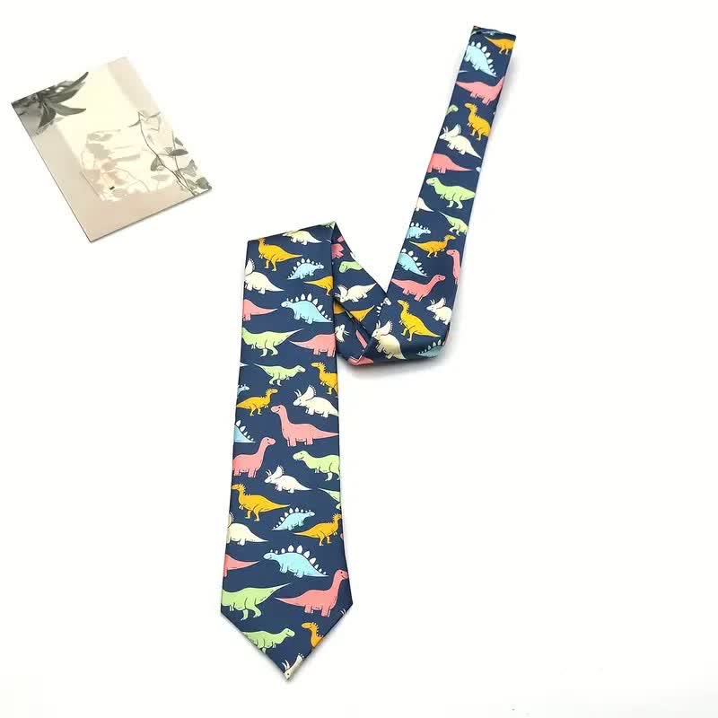 Cravatta da uomo con stampa di dinosauri colorati e accessori alla moda - image 4
