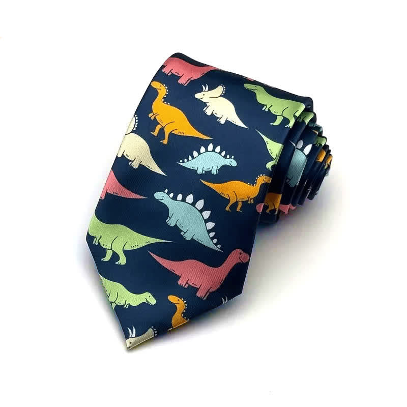 Cravatta da uomo con stampa di dinosauri colorati e accessori alla moda - Dinosauro colorato - image 0