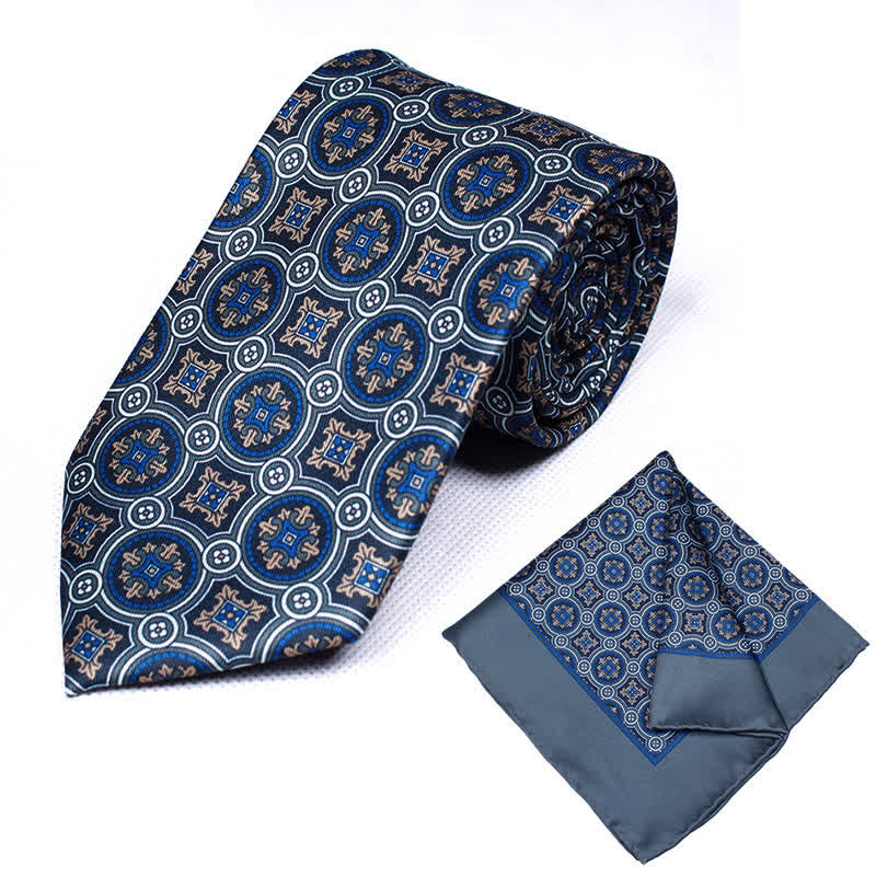 Set di 2 cravatte e fazzoletti geometrici Paisley da uomo - Stile n. 10 - image 10