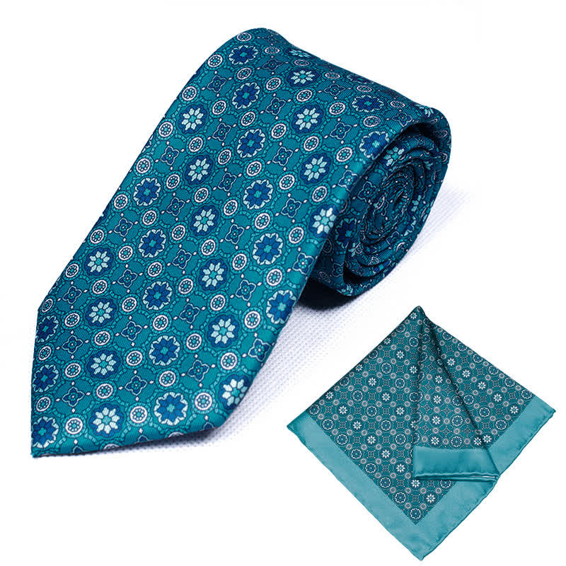 Set di 2 cravatte e fazzoletti geometrici Paisley da uomo - Stile #19 - image 19