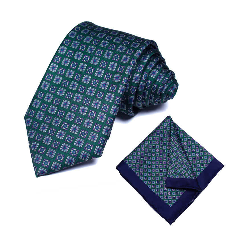 Set di 2 cravatte e fazzoletti geometrici Paisley da uomo - Stile #24 - image 24