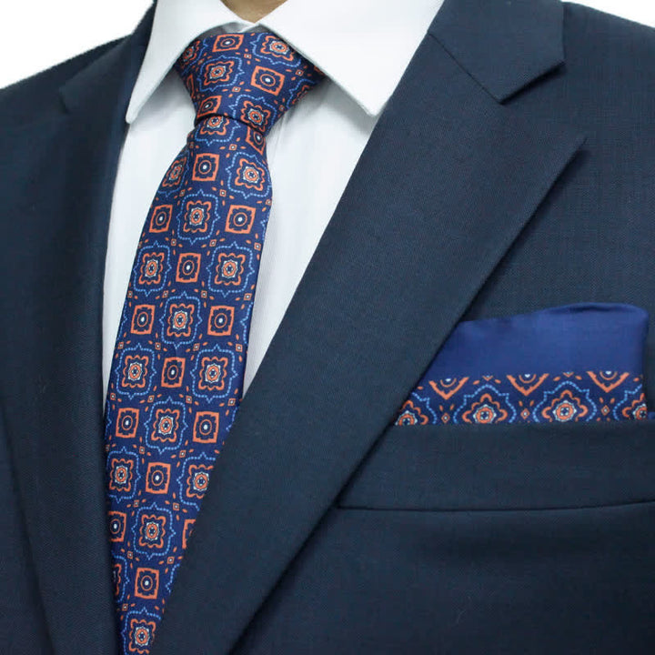 Set di 2 cravatte e fazzoletti geometrici Paisley da uomo - image 1