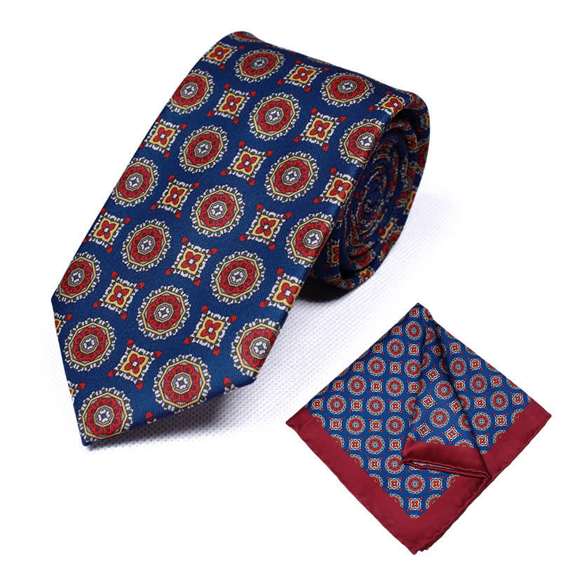 Set di 2 cravatte e fazzoletti geometrici Paisley da uomo - Stile #17 - image 17