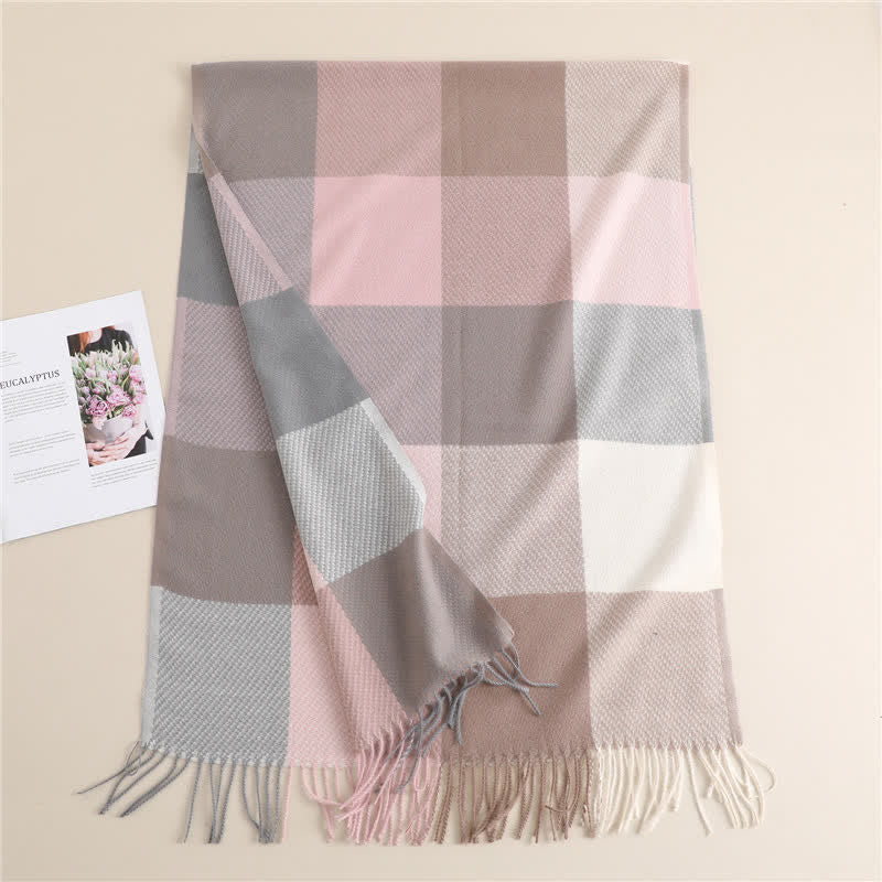 Sciarpa invernale calda a righe con frange unisex - image 13