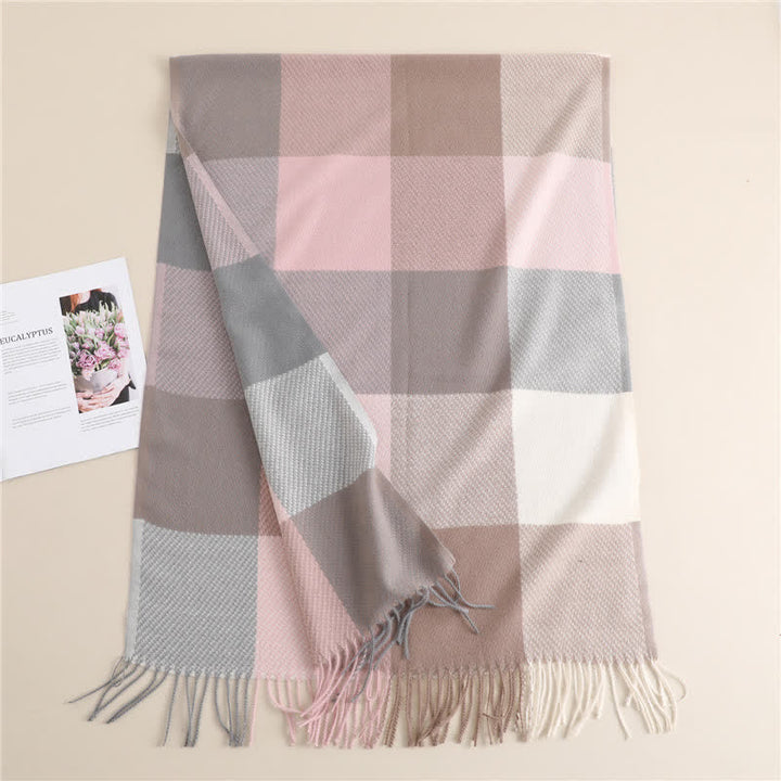 Sciarpa invernale calda a righe con frange unisex - image 13