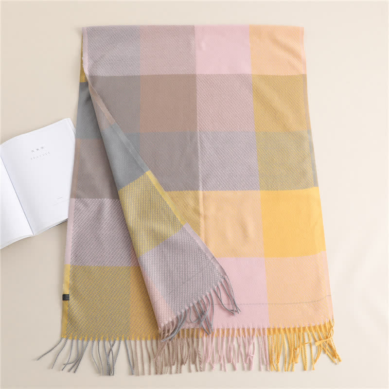 Sciarpa invernale calda a righe con frange unisex - image 15