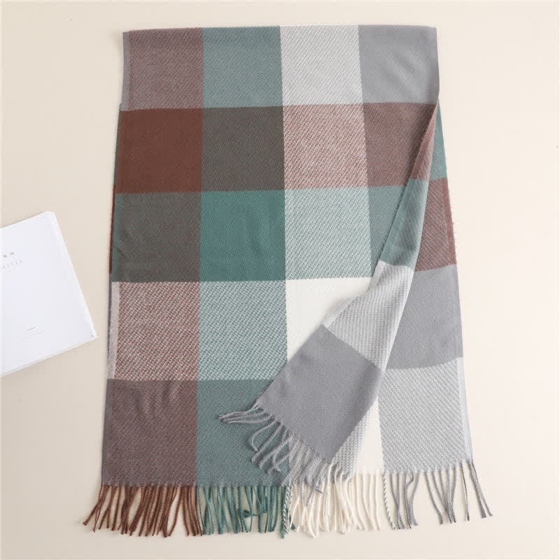 Sciarpa invernale calda a righe con frange unisex - image 9
