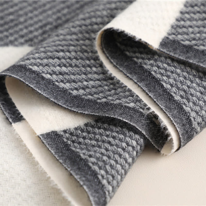 Sciarpa invernale calda a righe con frange unisex - image 5