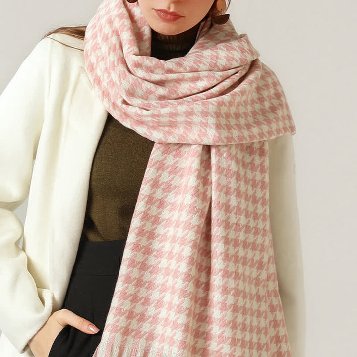 Sciarpa unisex classica in finto cashmere con motivo pied de poule - image 4