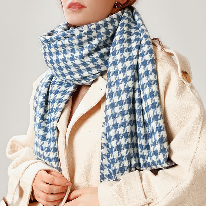 Sciarpa unisex classica in finto cashmere con motivo pied de poule - image 23