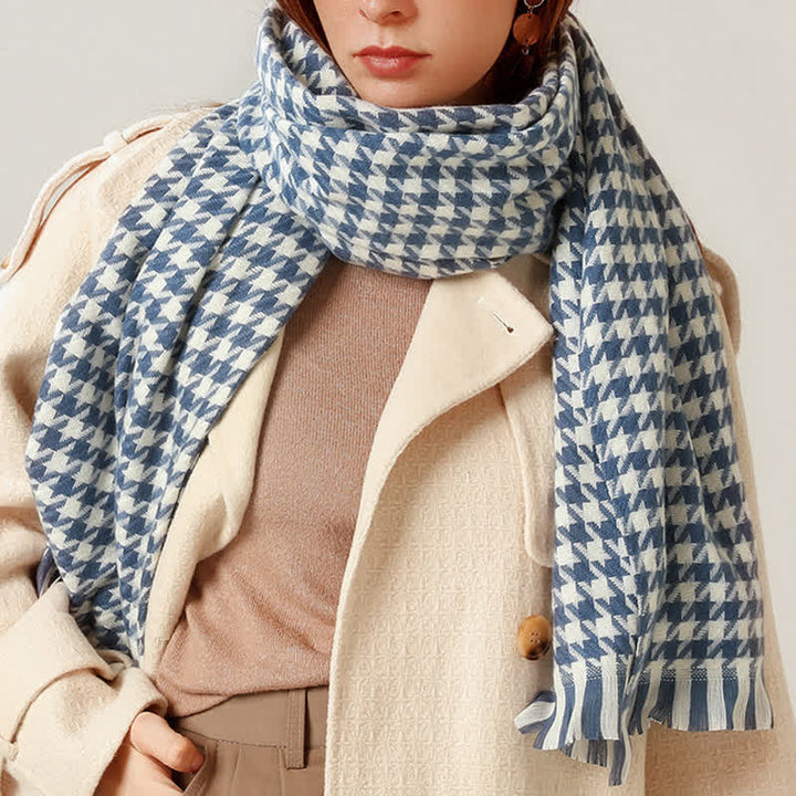 Sciarpa unisex classica in finto cashmere con motivo pied de poule - image 22
