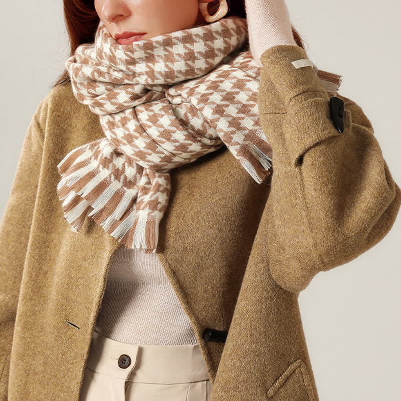 Sciarpa unisex classica in finto cashmere con motivo pied de poule - image 10