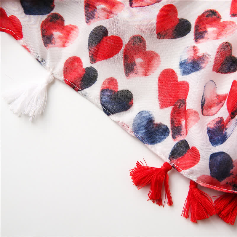 Sciarpa sottile con nappa a cuore rosso Happiness da donna - image 8