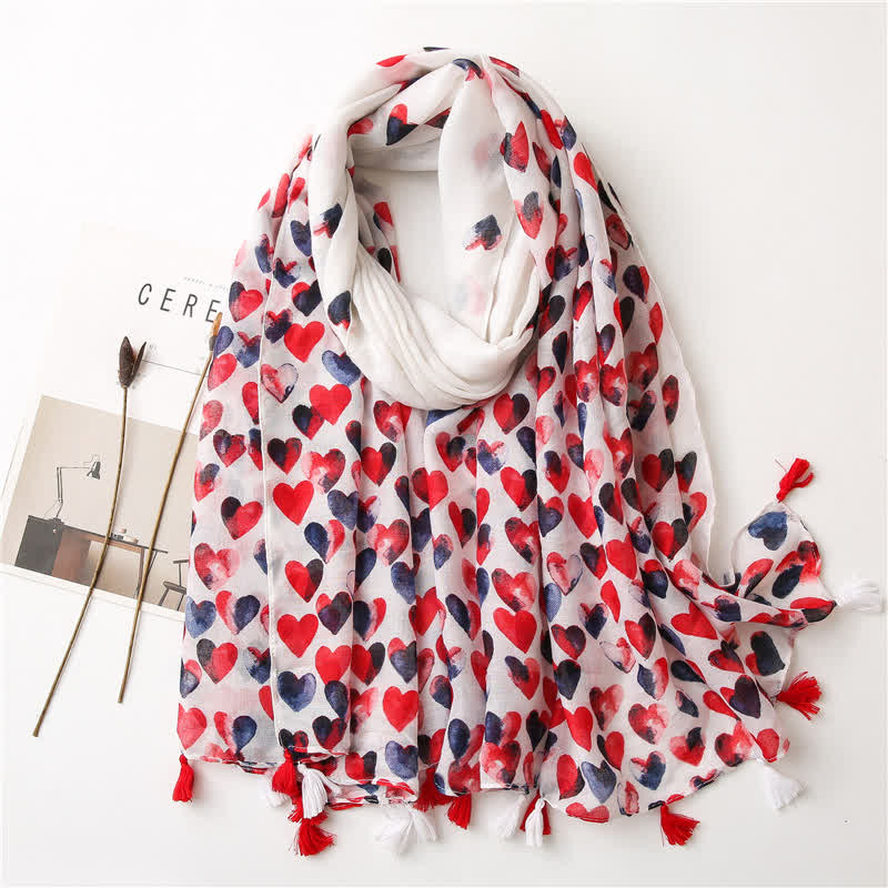 Sciarpa sottile con nappa a cuore rosso Happiness da donna - Rosso - image 0