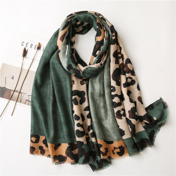 Sciarpa sottile grande con stampa leopardata da donna - Verde - image 0
