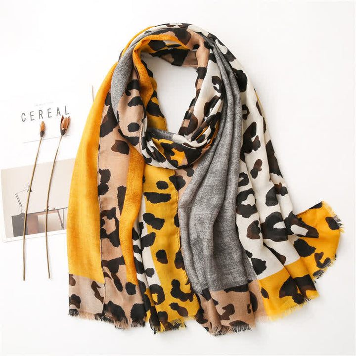 Sciarpa sottile grande con stampa leopardata da donna - Giallo - image 11