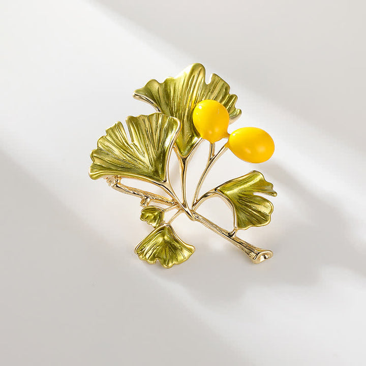 Spilla da donna Elegance con foglia di ginkgo gialla - Foglia di ginkgo - image 1