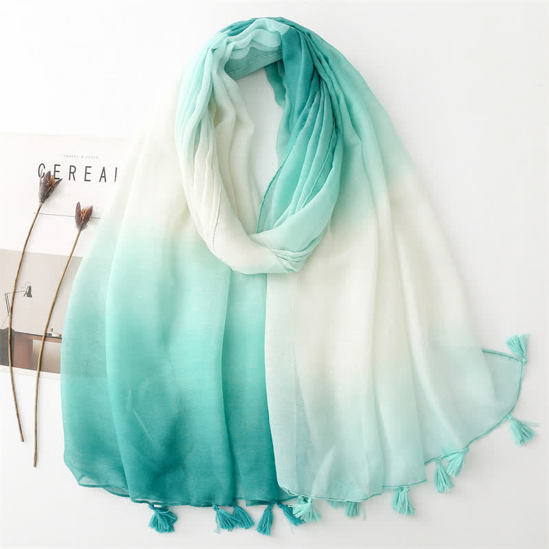 Sciarpa sottile con sfumatura di colore unica e fresca da donna - Verde - image 8