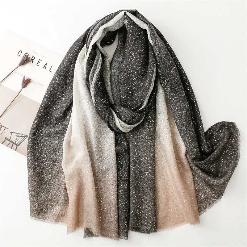 Sciarpa sottile elegante da donna con stampa a lamina e colore sfumato - Nero - image 0