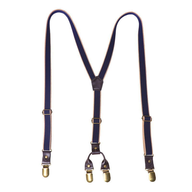 Bretelle elastiche per pantaloni a Y con 6 clip casual blu navy - image 4