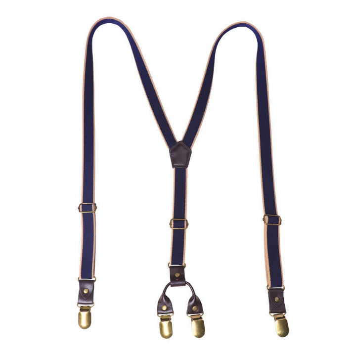 Bretelle elastiche per pantaloni a Y con 6 clip casual blu navy - image 4