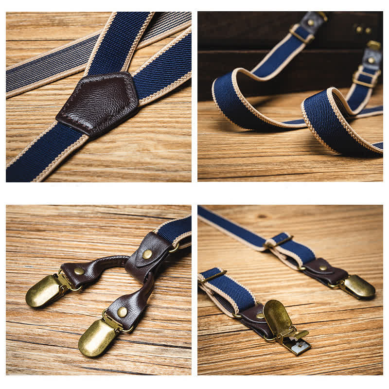 Bretelle elastiche per pantaloni a Y con 6 clip casual blu navy - image 3
