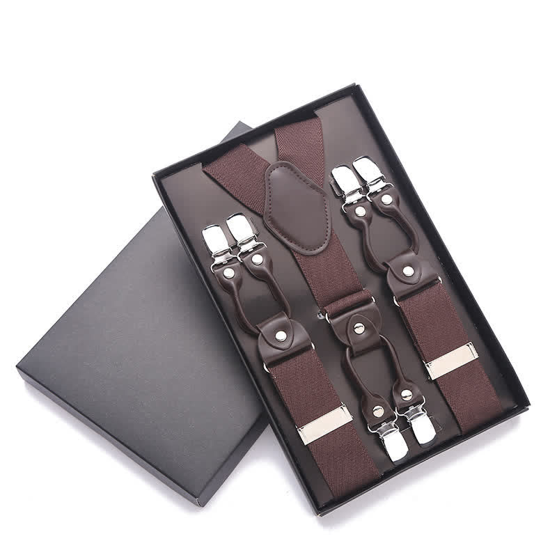 Bretelle regolabili tinta unita a 6 clip - Marrone - image 8