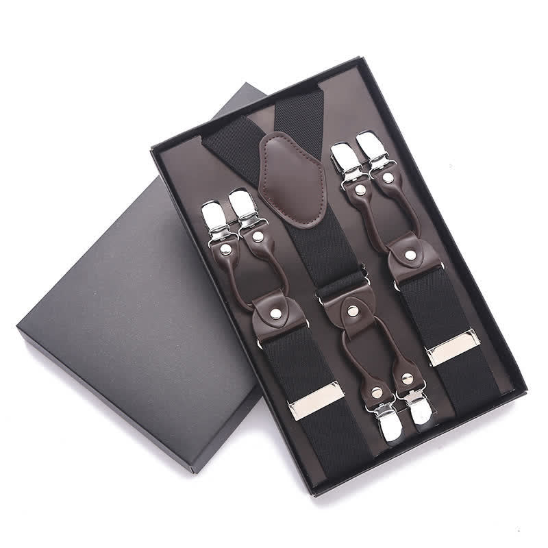 Bretelle regolabili tinta unita a 6 clip - Nero - image 1
