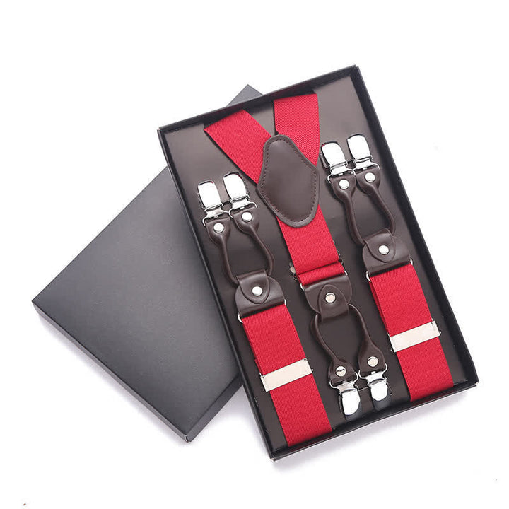 Bretelle regolabili tinta unita a 6 clip - Rosso - image 3