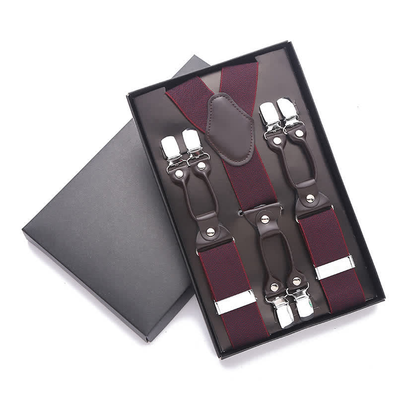Bretelle regolabili tinta unita a 6 clip - Rosso scuro - image 2
