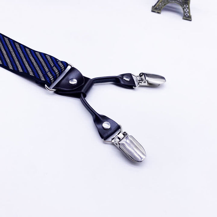 Bretelle regolabili classiche a righe con motivo Paisley a 6 clip - image 3