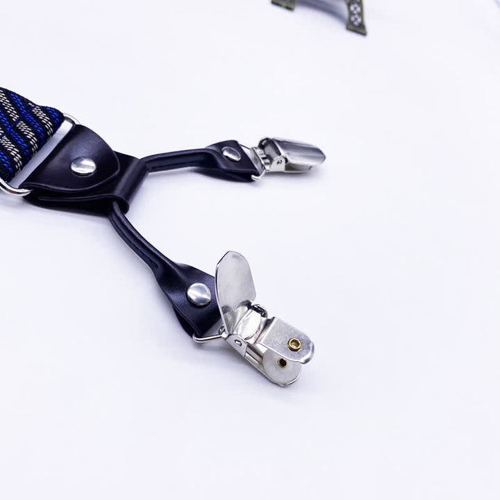 Bretelle regolabili classiche a righe con motivo Paisley a 6 clip - image 4
