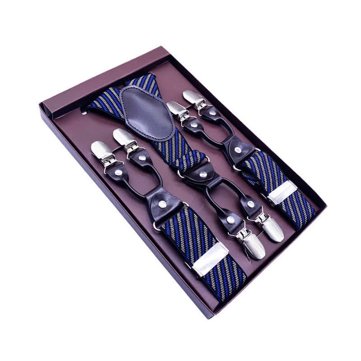 Bretelle regolabili classiche a righe con motivo Paisley a 6 clip - Stile n. 1 - image 0