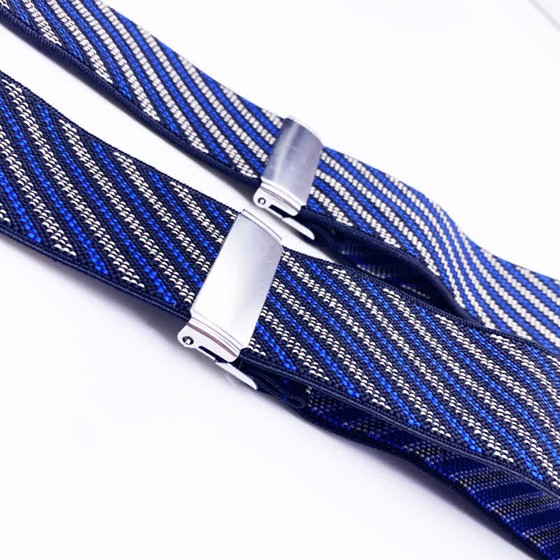 Bretelle regolabili classiche a righe con motivo Paisley a 6 clip - image 2