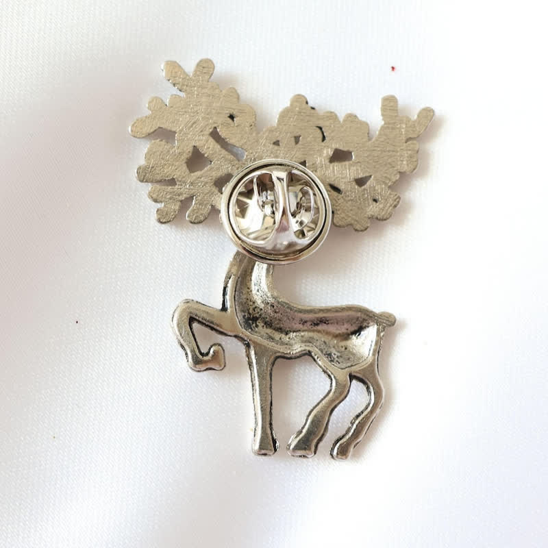 Spilla da uomo con accessorio per abito a forma di cervo d'argento a forma di alce di Natale - image 3
