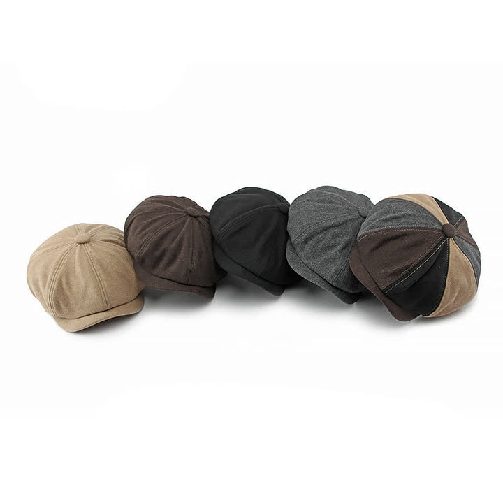 Cappello da giornalaio con basco e cuciture alla moda abbinate ai colori - image 8