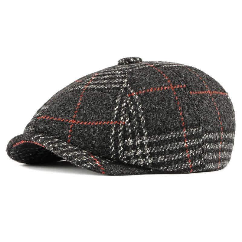 Cappello basco classico casual a quadri ottagonali - Nero - Regolabile (21 5/8"-23 5/8") - image 0