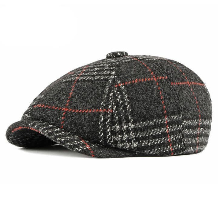 Cappello basco classico casual a quadri ottagonali - Nero - Regolabile (21 5/8"-23 5/8") - image 0