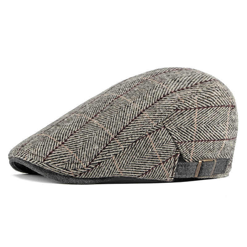 Cappello basco piatto in cotone Gatsby a spina di pesce vintage - Grigio - Regolabile (21 5/8"-23 5/8") - image 8