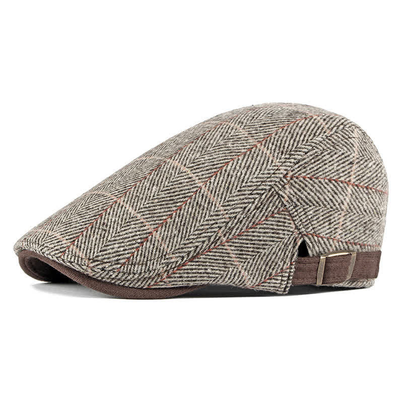 Cappello basco piatto in cotone Gatsby a spina di pesce vintage - Caffè leggero - Regolabile (21 5/8"-23 5/8") - image 0