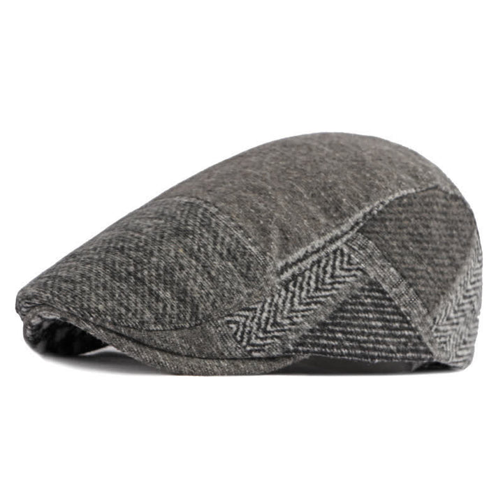 Cappello basco in tweed a spina di pesce con cuciture patchwork - Grigio - Regolabile (21 5/8"-23 1/4") - image 5