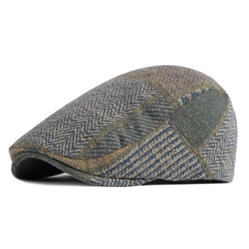 Cappello basco in tweed a spina di pesce con cuciture patchwork - Verde chiaro - Regolabile (21 5/8"-23 1/4") - image 13