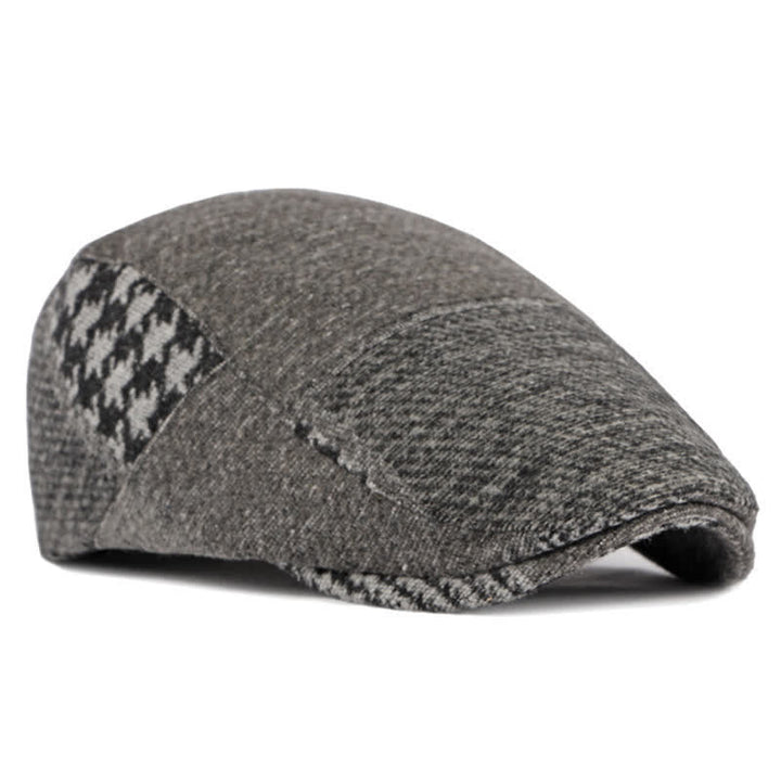 Cappello basco in tweed a spina di pesce con cuciture patchwork - image 7